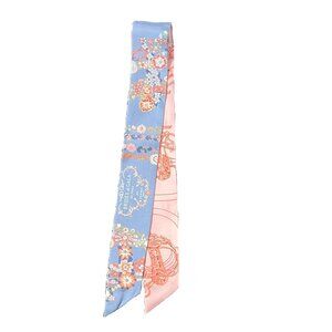 Hermes Silk Twilly Brides de Gala en Fleurs - Blue Floral Pink